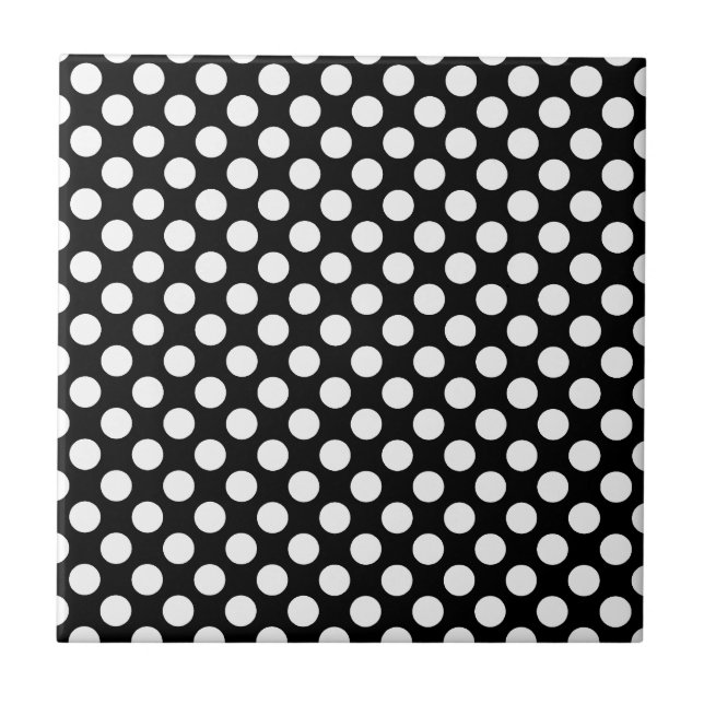 Black and White Polka Dot Pattern, Spotty Tile (Front)