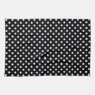 Black and White Polka Dot Pattern Tea Towel