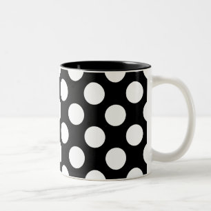 Black And White Polka Dot Pattern Two-Tone Coffee Mug
