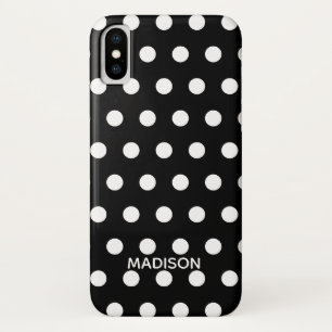 Black and white polka dot  Personalised Name Case-Mate iPhone Case
