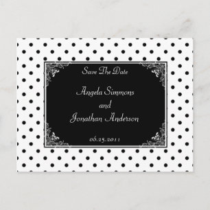Black and White Polka Dot Save The Date Announcement Postcard