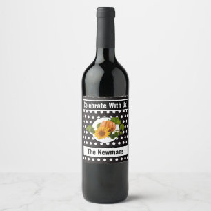 Black and White Polka Dot Thanksgiving Wine Label