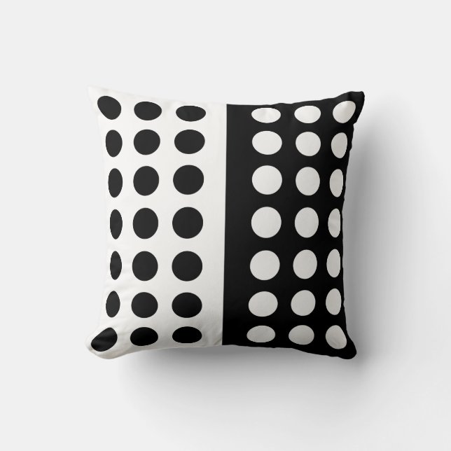 Black and White Polka Dot Throw Pillow (Front)