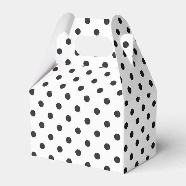 Black And White Polka Dot Wedding Party Favour Box (Front Side)