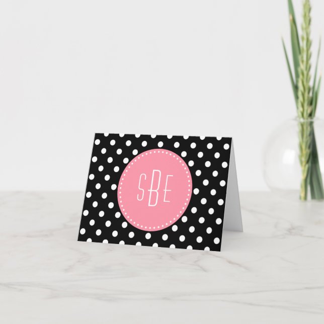 Black and white polka dot with pink note card (Front)