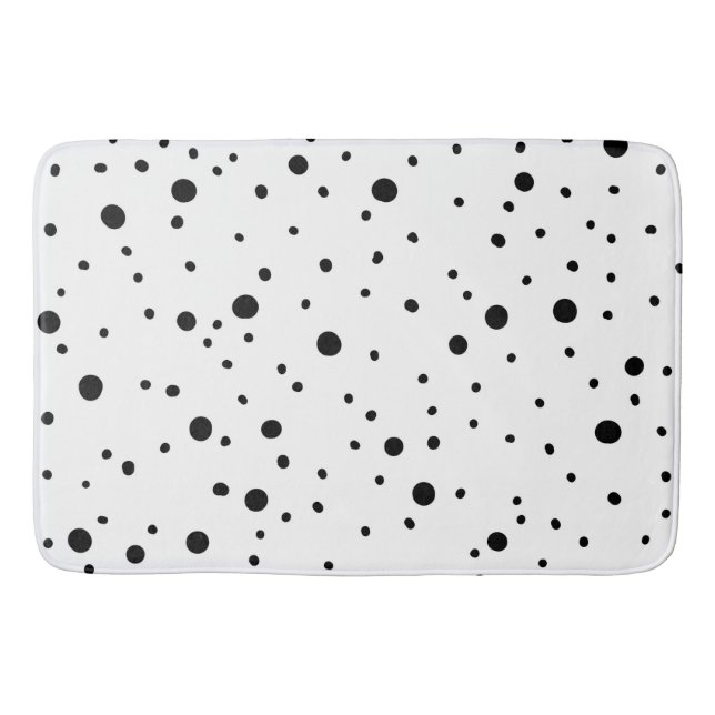 Black and White Polka Dots  Bath Mat (Front)