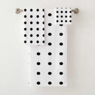 Black and White Polka Dots Bath Towel Set