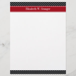 Black and White Polka Dots Cranberry Name Monogram
