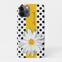 Black and White Polka Dots, Daisy iPhone 11 Case