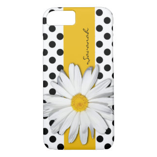 Black and White Polka Dots, Daisy iPhone 7 Case