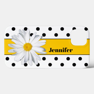 Black and White Polka Dots, Daisy iPhone Case