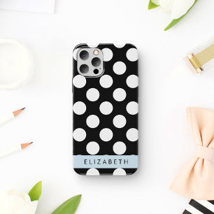 Black and White Polka Dots, Dotted, Your Name iPhone 12 Pro Case