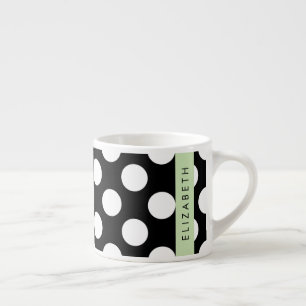 Black and White Polka Dots, Dotted, Your Name Espresso Cup