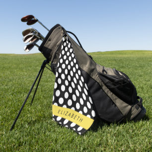 Black and White Polka Dots, Dotted, Your Name Golf Towel