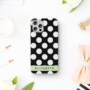 Black and White Polka Dots, Dotted, Your Name iPhone 16 Case