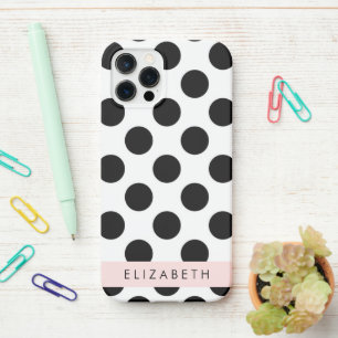 Black and White Polka Dots, Dotted, Your Name iPhone 12 Pro Case