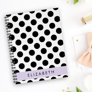 Black and White Polka Dots, Dotted, Your Name Notebook