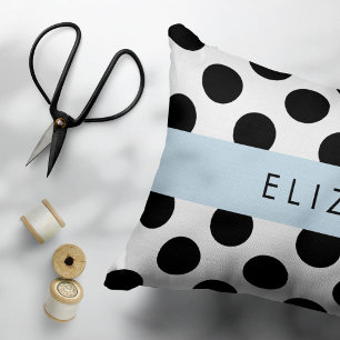 Black and White Polka Dots, Dotted, Your Name Pillowcase