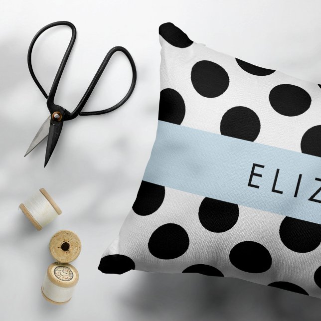 Black and White Polka Dots, Dotted, Your Name Pillowcase (Creator Uploaded)