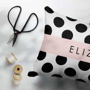 Black and White Polka Dots, Dotted, Your Name Pillowcase
