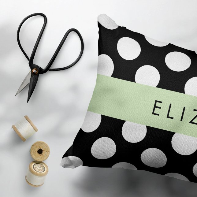 Black and White Polka Dots, Dotted, Your Name Pillowcase (Creator Uploaded)