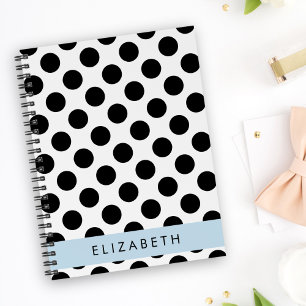Black and White Polka Dots, Dotted, Your Name Planner