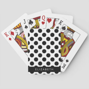 Black and White Polka Dots, Dotted, Your Name Playing Cards