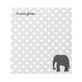 Black and White Polka Dots Elephant Notepad