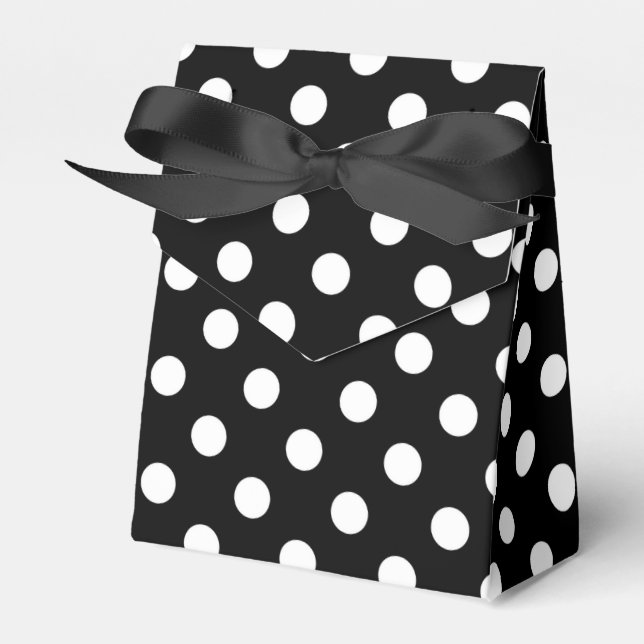 Black and White Polka Dots Favour Box (Front Side)