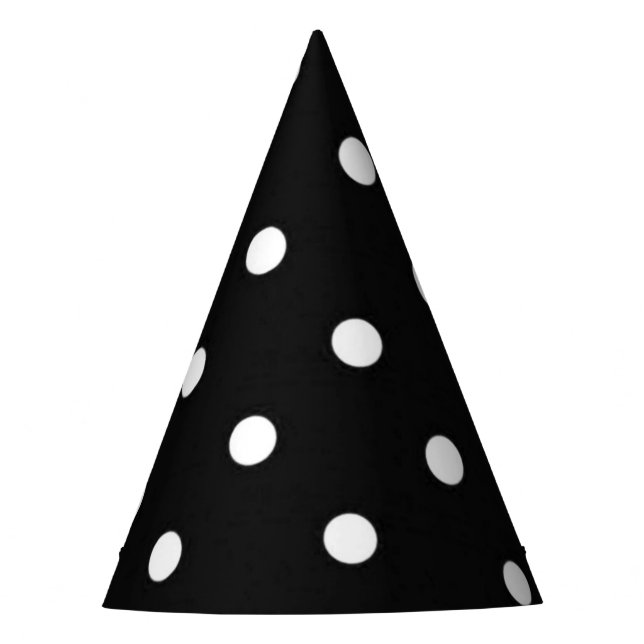 Black and white polka dots glamour fashion party hat (Front)