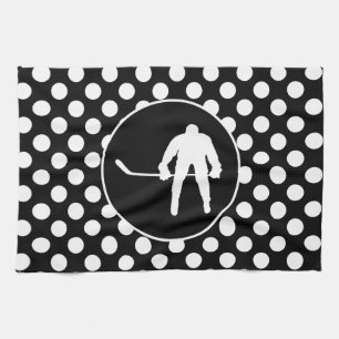 Black and White Polka Dots; Hockey Tea Towel