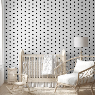 Black And White Polka Dots Home Decor Nursery Kids Wallpaper