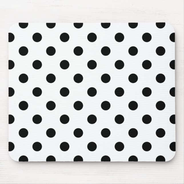 Black and White Polka Dots Mouse Pad (Front)