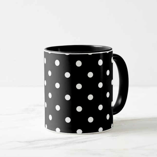 Black and white Polka Dots Mug (Front Right)