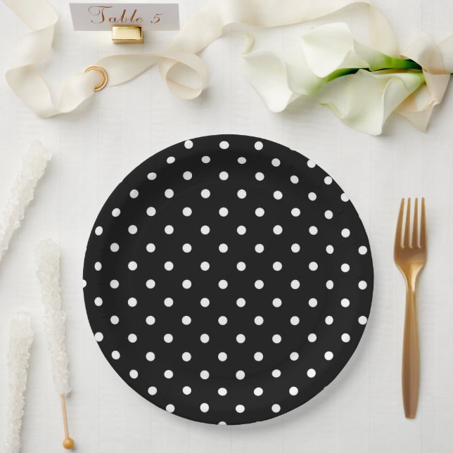 Black and white Polka Dots Paper Plate (Wedding)