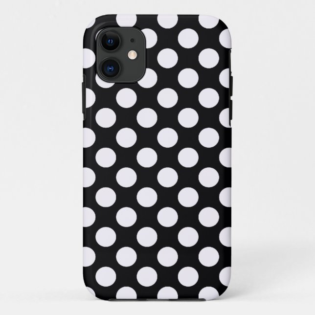 Black and White Polka Dots Pattern Case-Mate iPhone Case (Back)