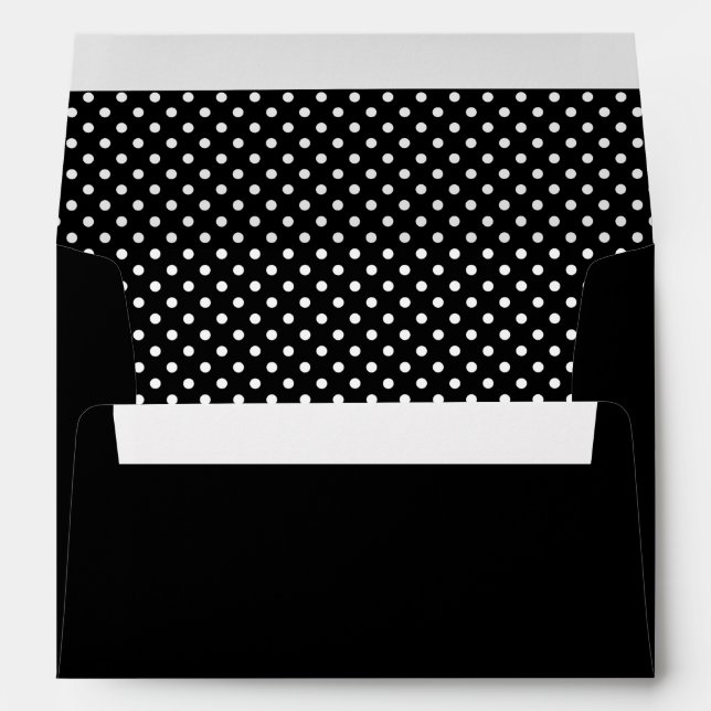 Black and white polka dots pattern lined envelopes (Back (Bottom))
