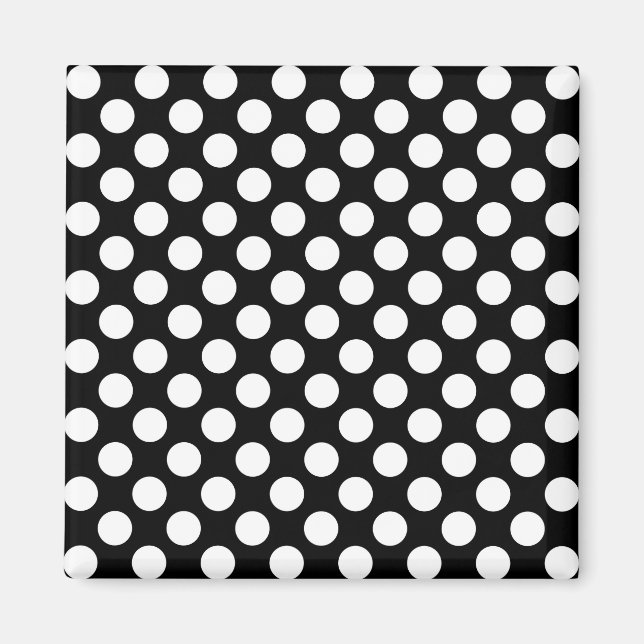 Black and white polka dots pattern magnet (Front)