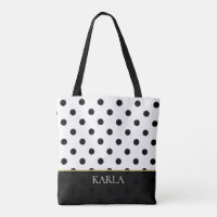 Black And White Polka Dots Pattern Monogram