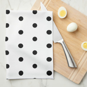Black And White Polka Dots Pattern Tea Towel
