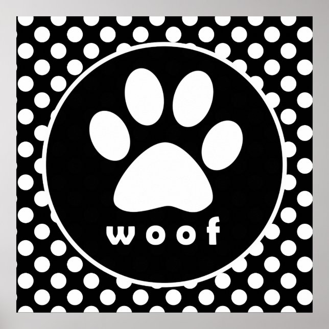 Black and White Polka Dots; Paw Print (Front)