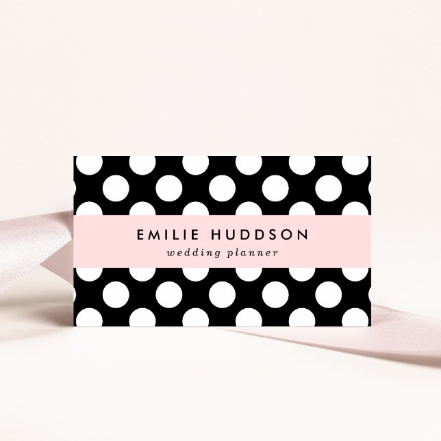 Black and White Polka Dots, Polka Dot Pattern Business Card (Creator Uploaded)