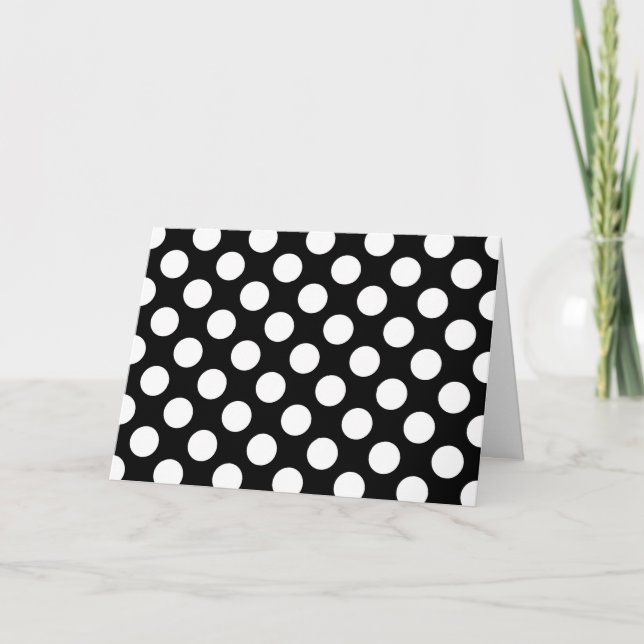 Black and White Polka Dots, Polka Dot Pattern Card (Front)