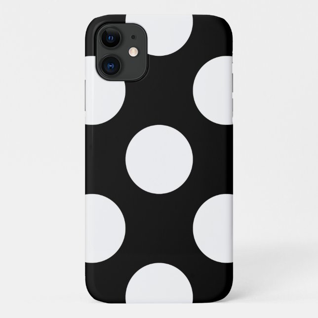 Black and White Polka Dots, Polka Dot Pattern Case-Mate iPhone Case (Back)