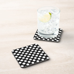 Black and White Polka Dots, Polka Dot Pattern Coaster