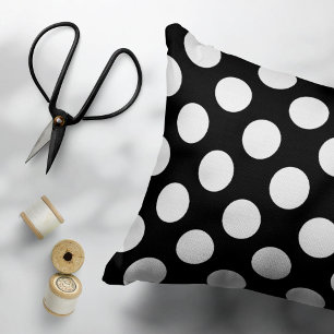 Black and White Polka Dots, Polka Dot Pattern Decorative Cushion