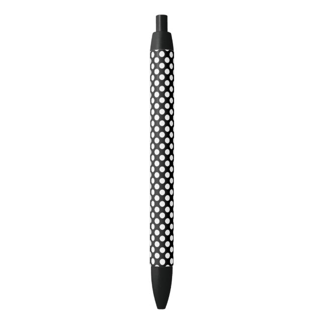 Black and White Polka Dots, Polka Dot Pattern Ink Pen (Front Vertical)