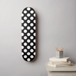 Black and White Polka Dots, Polka Dot Pattern Skateboard