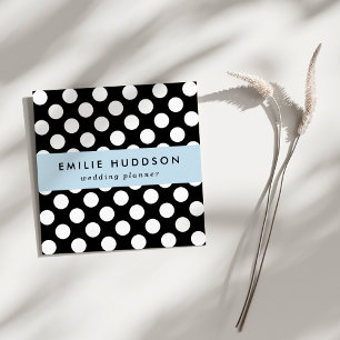 Black and White Polka Dots, Polka Dot Pattern Square Business Card