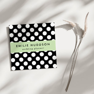Black and White Polka Dots, Polka Dot Pattern Square Business Card